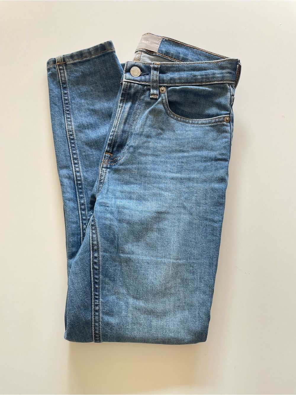 EVERLANE  High Rise Ankle / Slim Straight Jeans Medium Light Wash Sz 25